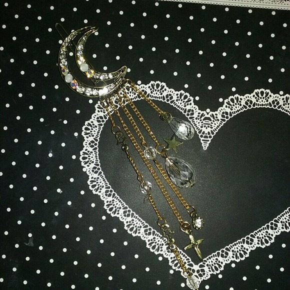 Bronze Crystal Moon Hair Barette,Really Cute!! - Picture 4 of 8